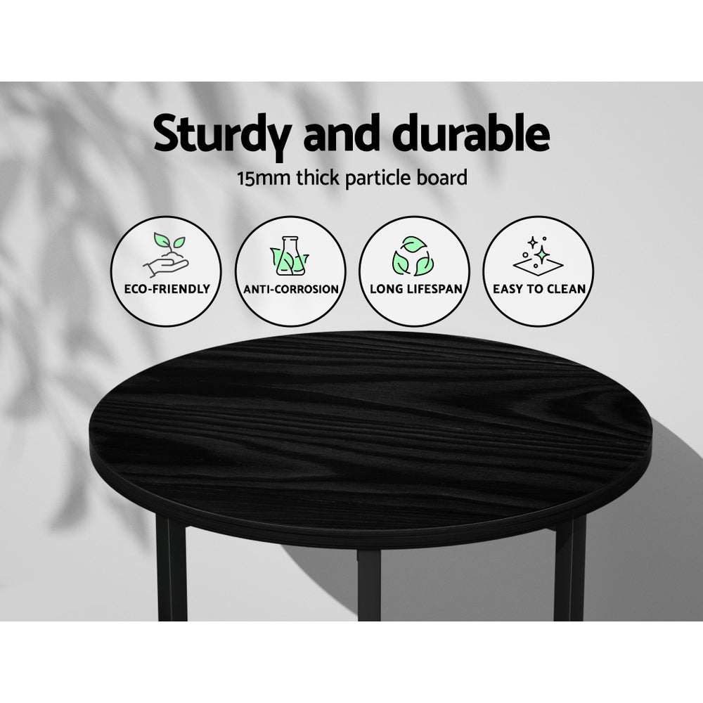 Modern Industrial Style Round Coffee Side Table - Black Homecoze