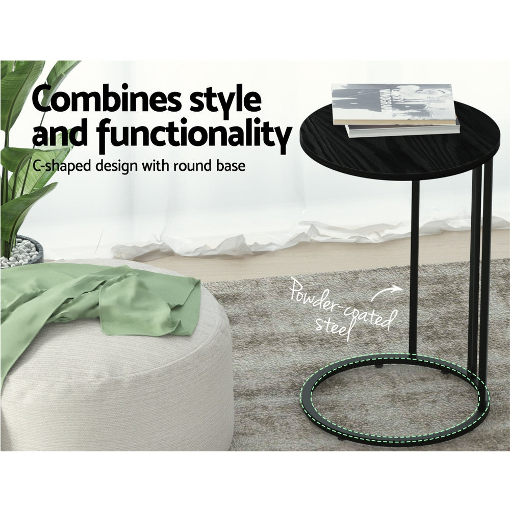 Modern Industrial Style Round Coffee Side Table - Black Homecoze