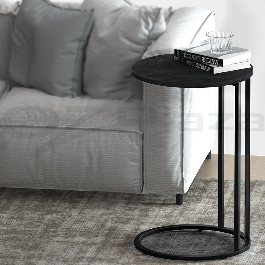 Modern Industrial Style Round Coffee Side Table - Black Homecoze