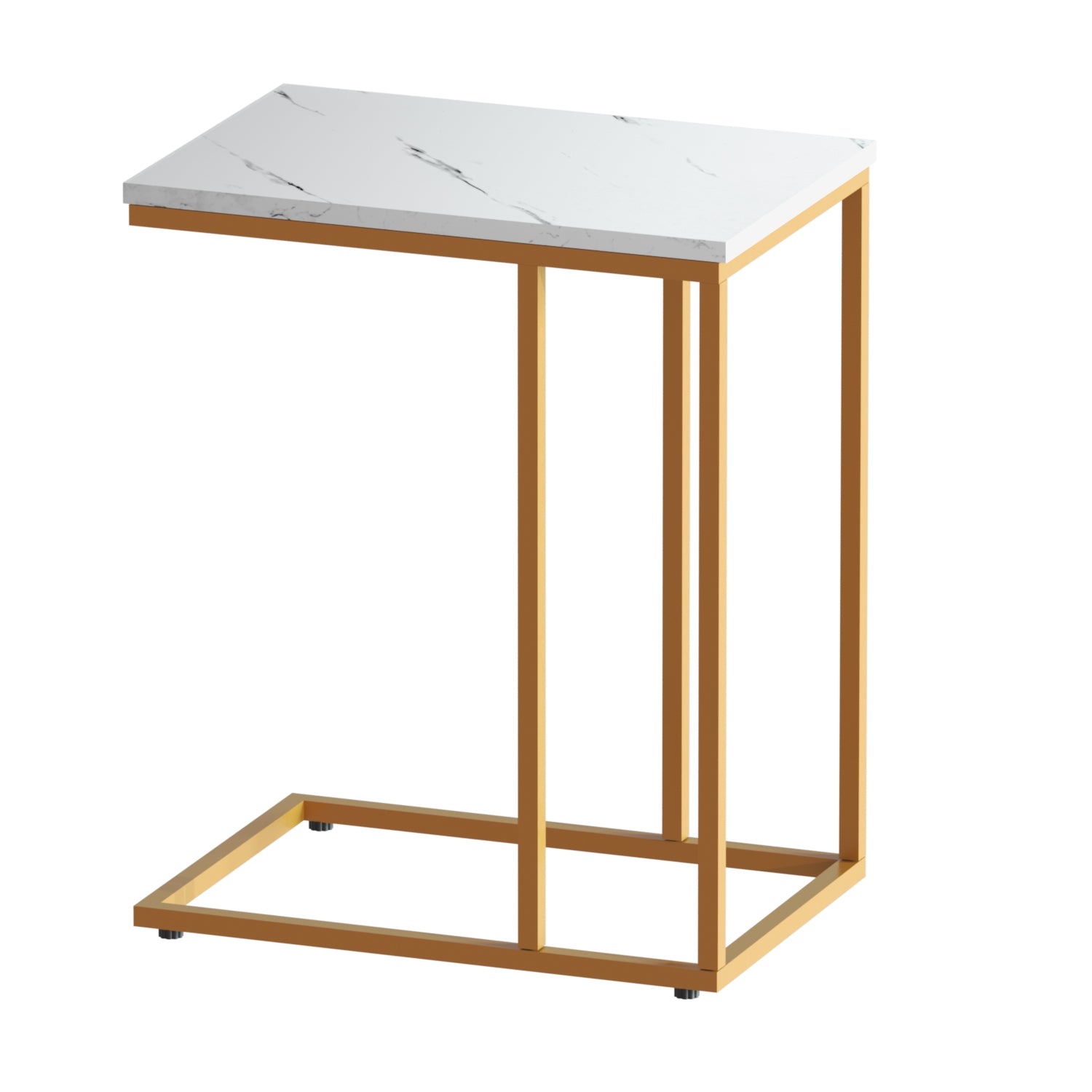 Modern Industrial Style Coffee Side Table Marble Effect - White Homecoze