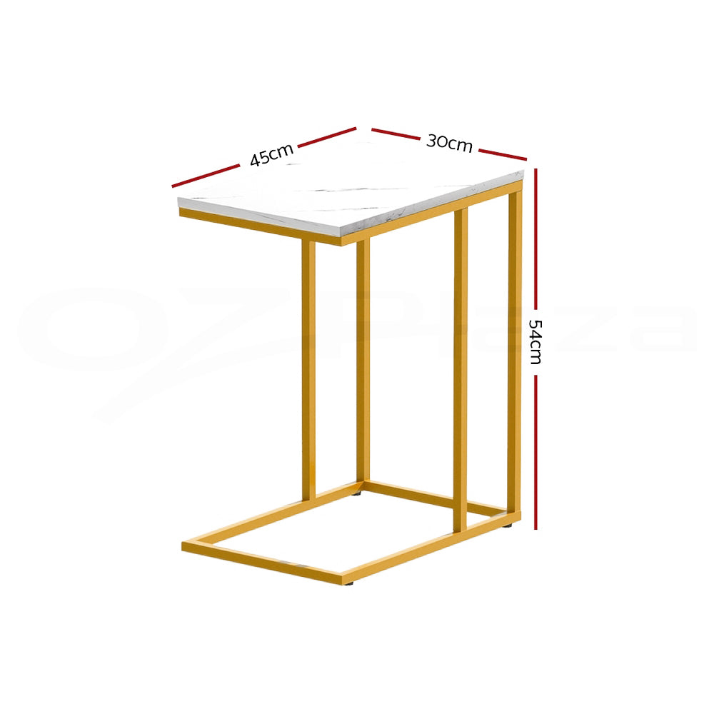 Modern Industrial Style Coffee Side Table Marble Effect - White Homecoze