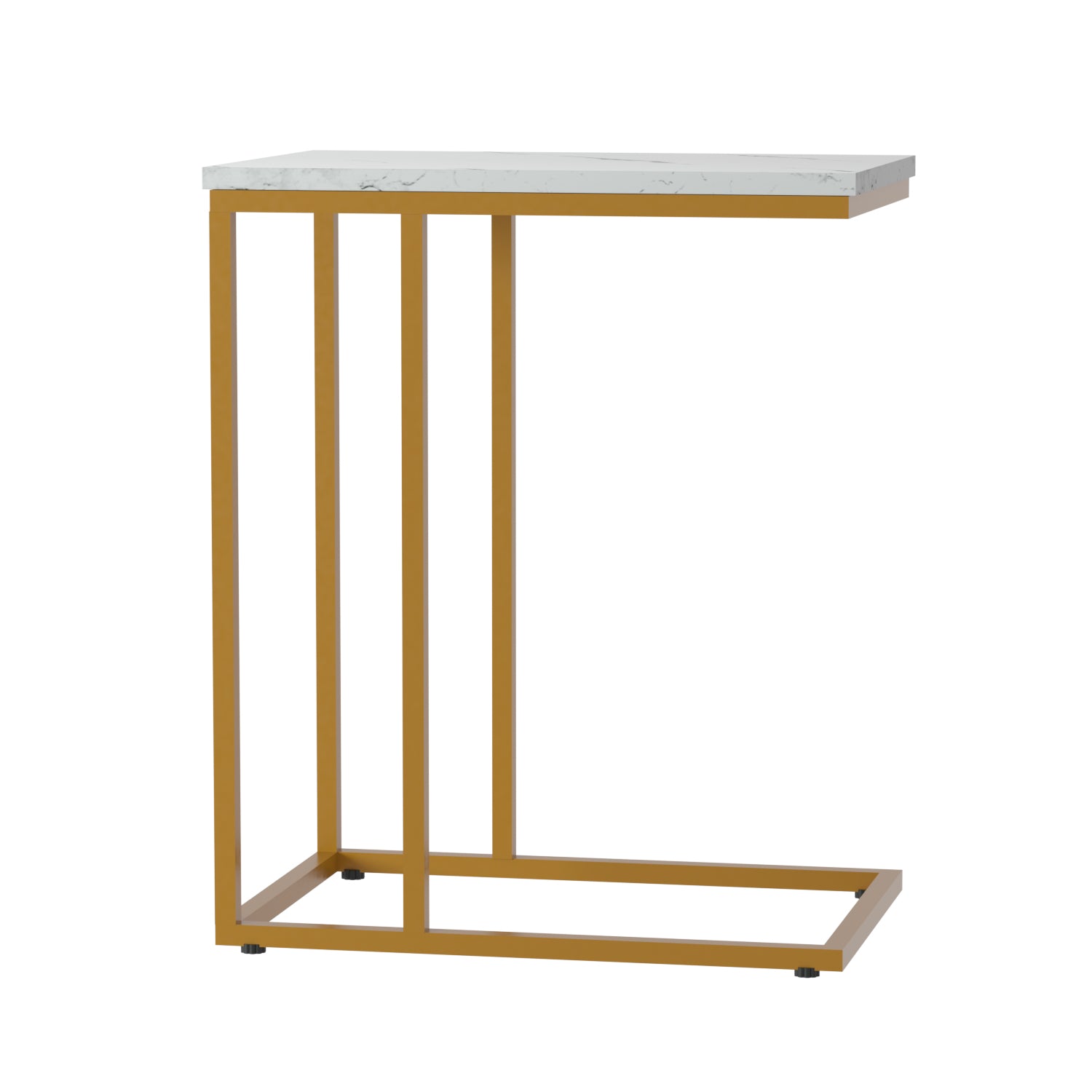 Modern Industrial Style Coffee Side Table Marble Effect - White Homecoze