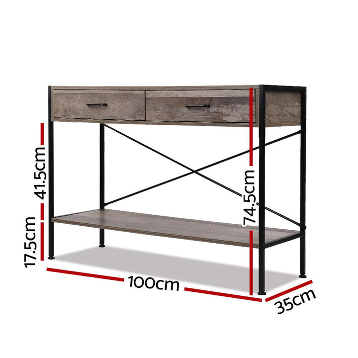 Rustic Industrial Series Hallway Console Table - Wood Homecoze