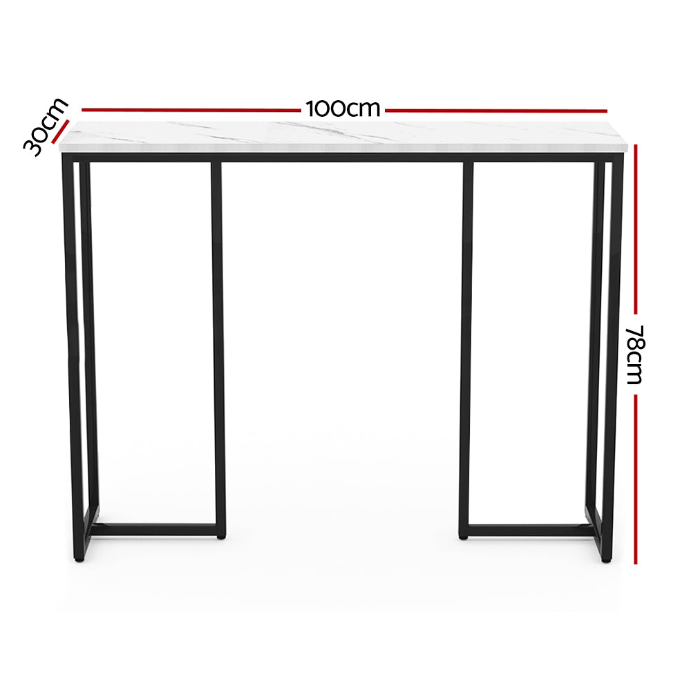 Modern Industrial Style Console Hallway Table Marble Effect - White Homecoze