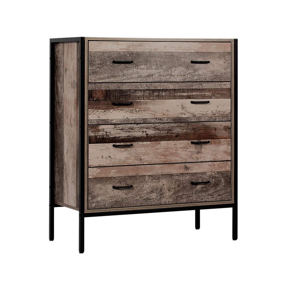 Rustic Industrial Series Tallboy Chest of Drawers - Brown Wood Homecoze