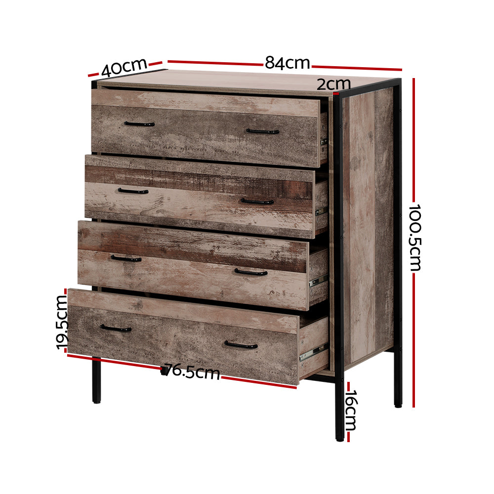 Rustic Industrial Series Tallboy Chest of Drawers - Brown Wood Homecoze