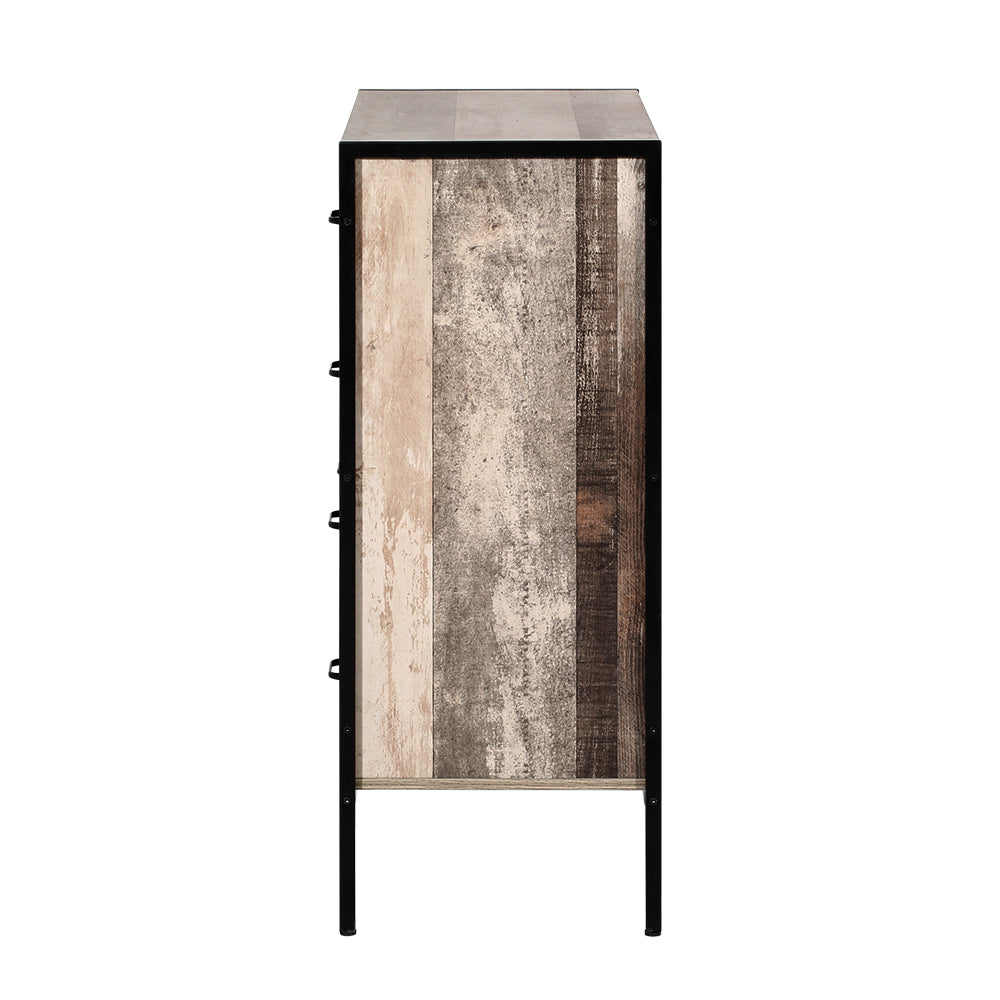 Rustic Industrial Series Tallboy Chest of Drawers - Brown Wood Homecoze