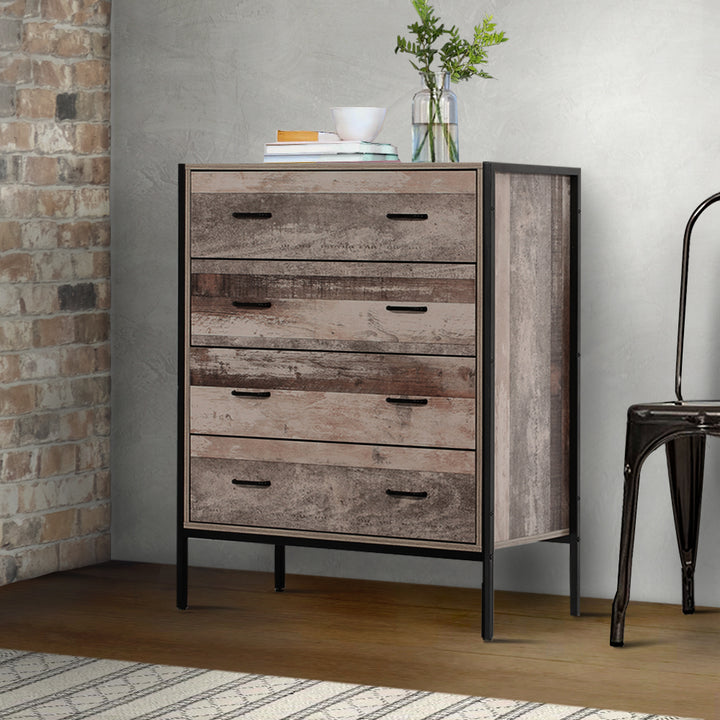 Rustic Industrial Series Tallboy Chest of Drawers - Brown Wood Homecoze