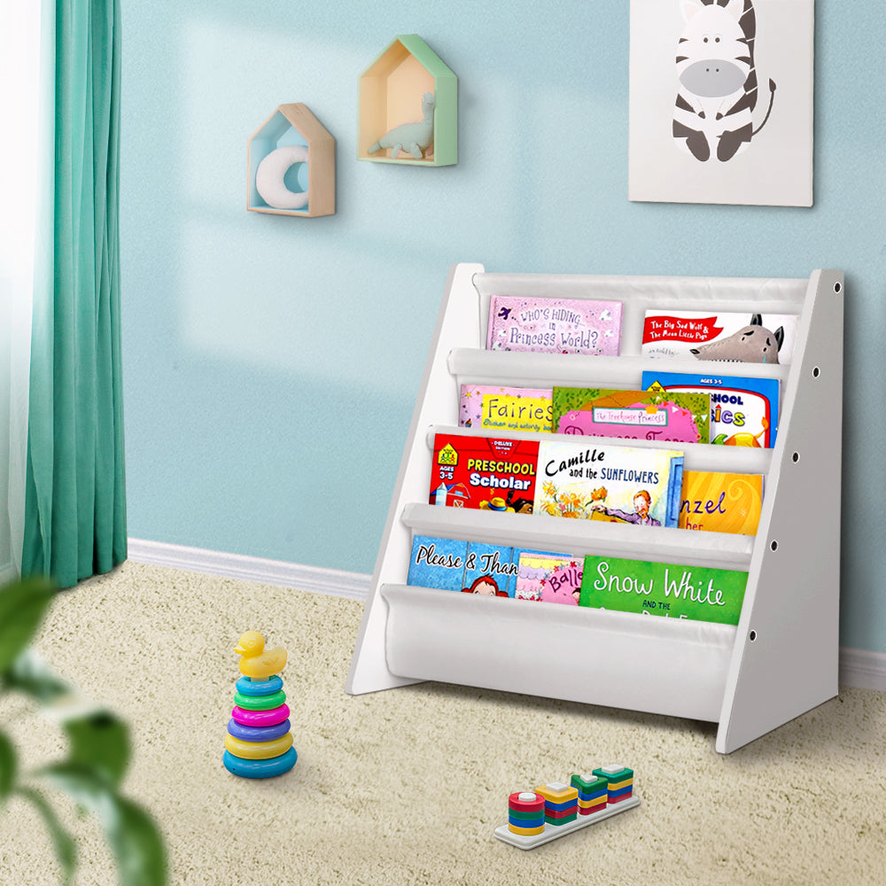 Kids 4 Tier Bookshelf - White Homecoze