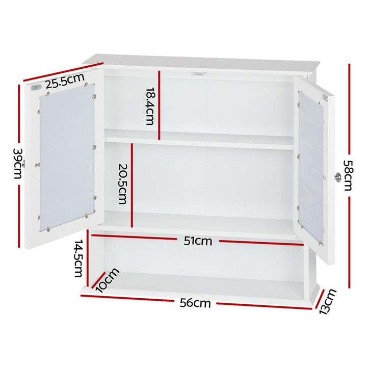 Bathroom Storage Cabinet with Mirror - White Homecoze