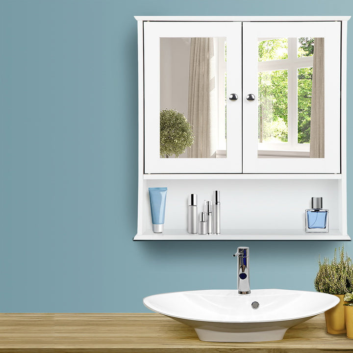 Bathroom Storage Cabinet with Mirror - White Homecoze