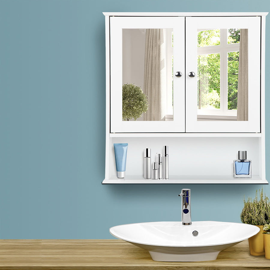 Bathroom Storage Cabinet with Mirror - White Homecoze