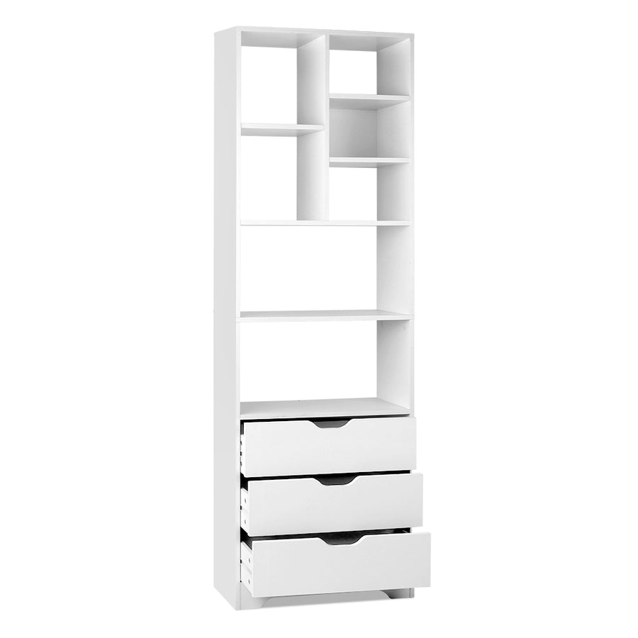 3 Drawer Display Bookshelf Shelf - White Homecoze