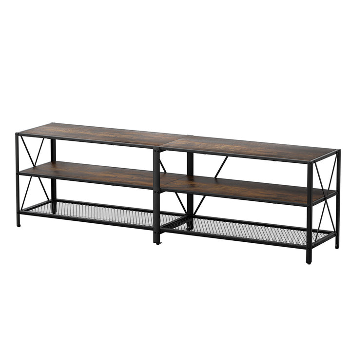 Industrial Style Rustic TV Entertainment Unit 3-tier Shelve - Walnut