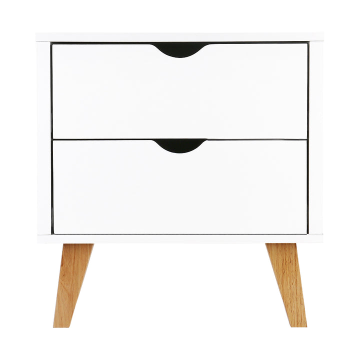 Classic 2 Drawer Wooden Bedside Table - White Homecoze