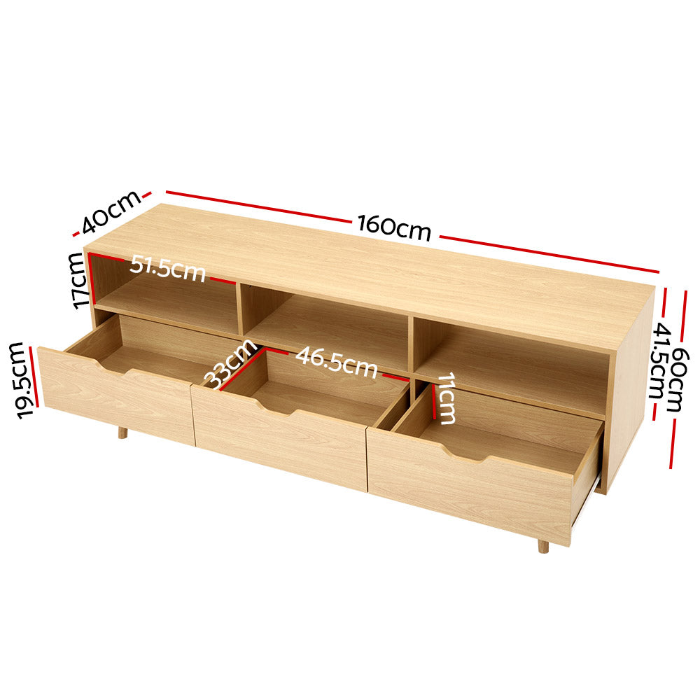 Natural Wooden Scandinavian Entertainment Unit 160cm Homecoze