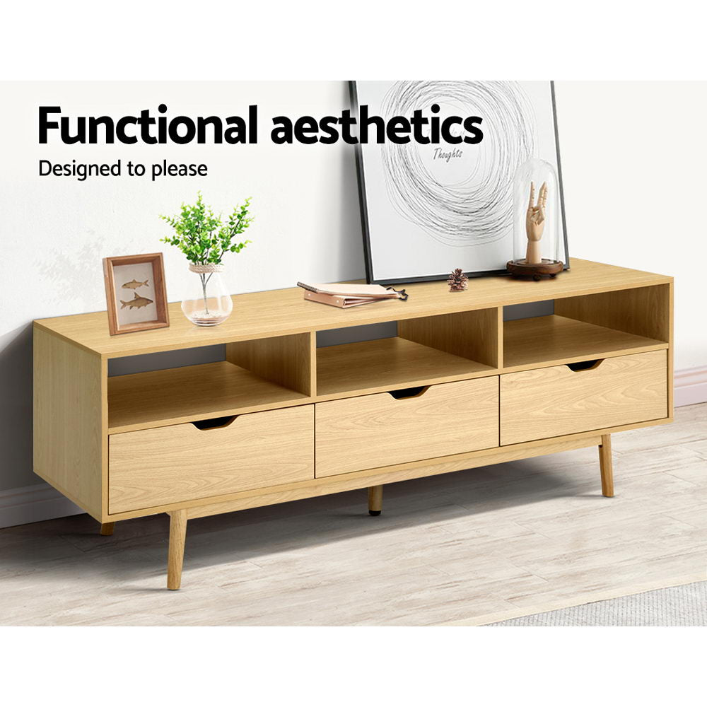 Natural Wooden Scandinavian Entertainment Unit 160cm Homecoze