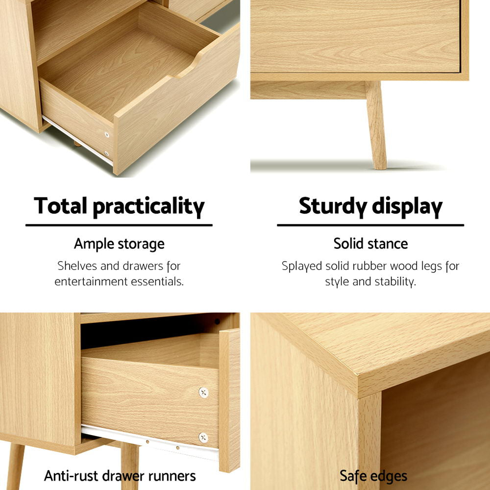 Natural Wooden Scandinavian Entertainment Unit 160cm Homecoze