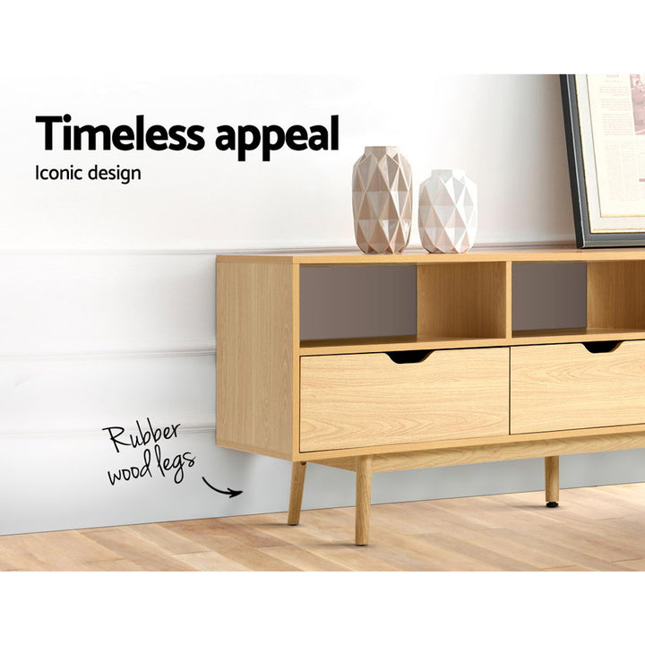 Natural Wooden Scandinavian Entertainment Unit 160cm Homecoze