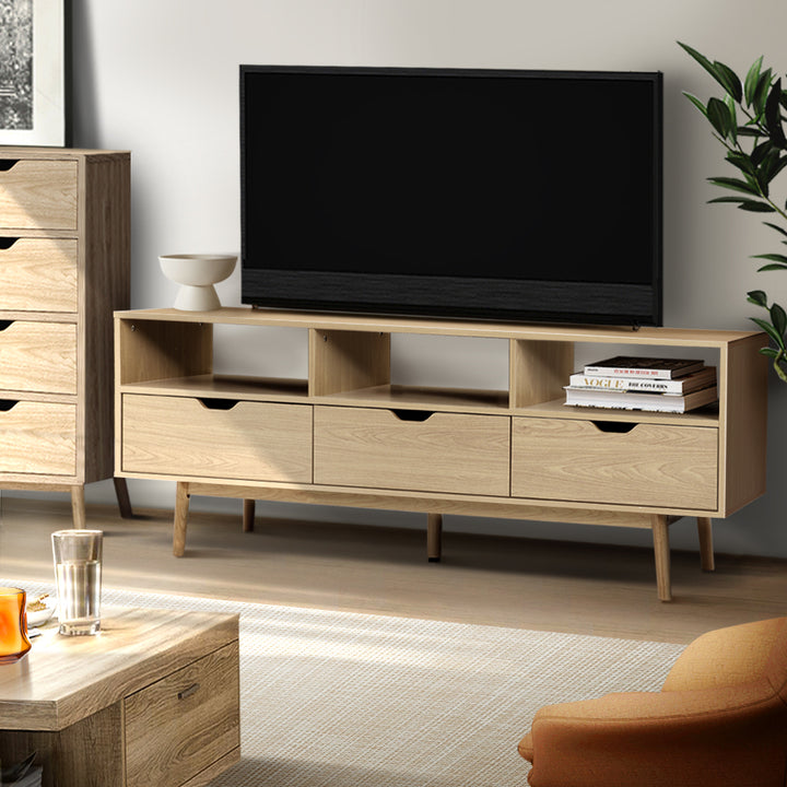 Natural Wooden Scandinavian Entertainment Unit 160cm Homecoze