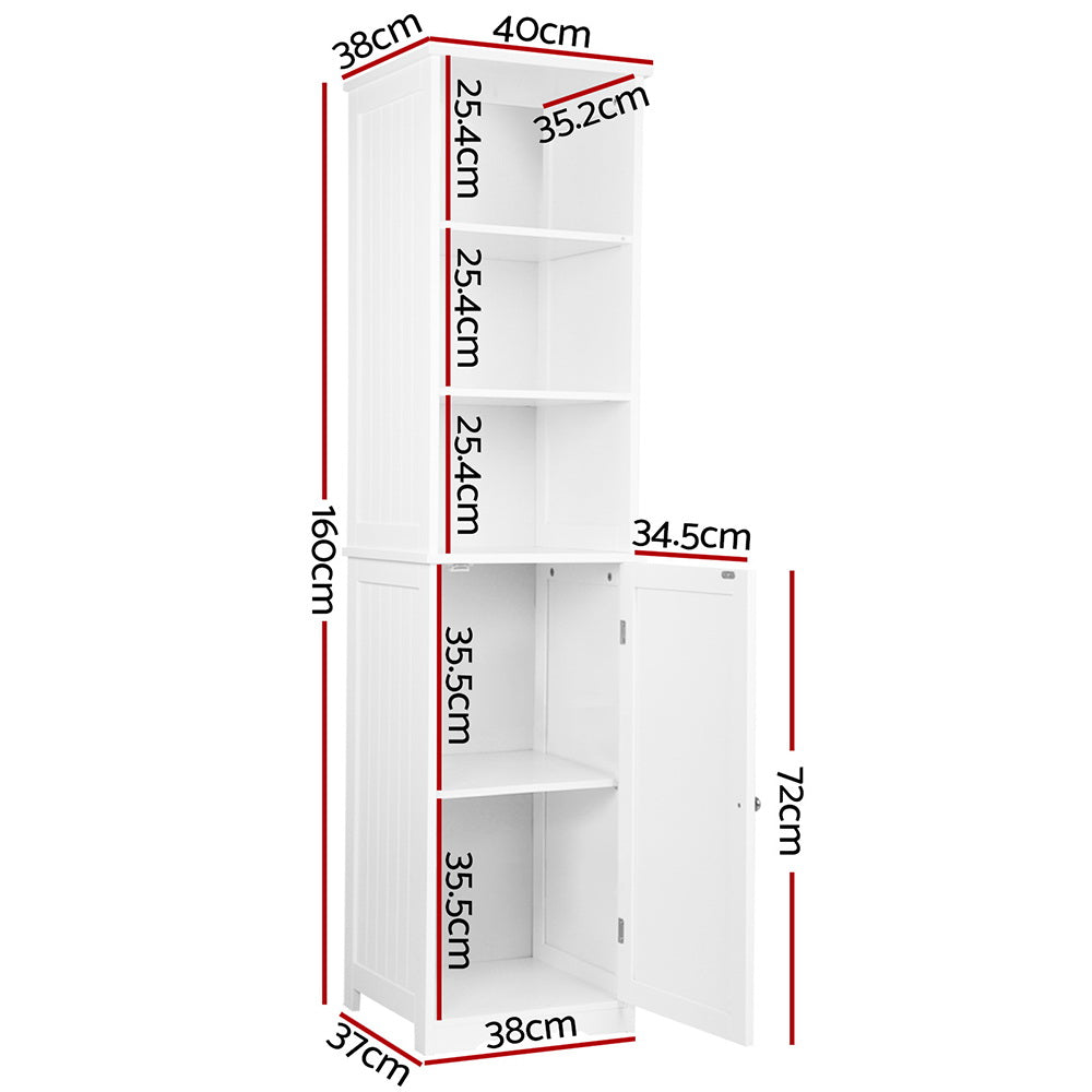 Bathroom & Laundry Tallboy 160cm Storage Cabinet - White Homecoze