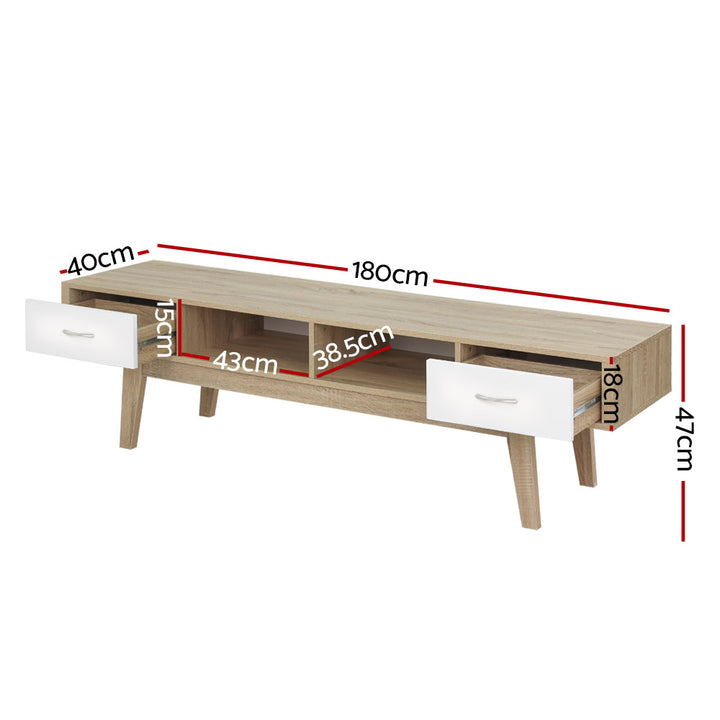 Scandinavian Oak Style Entertainment Unit 180cm Homecoze