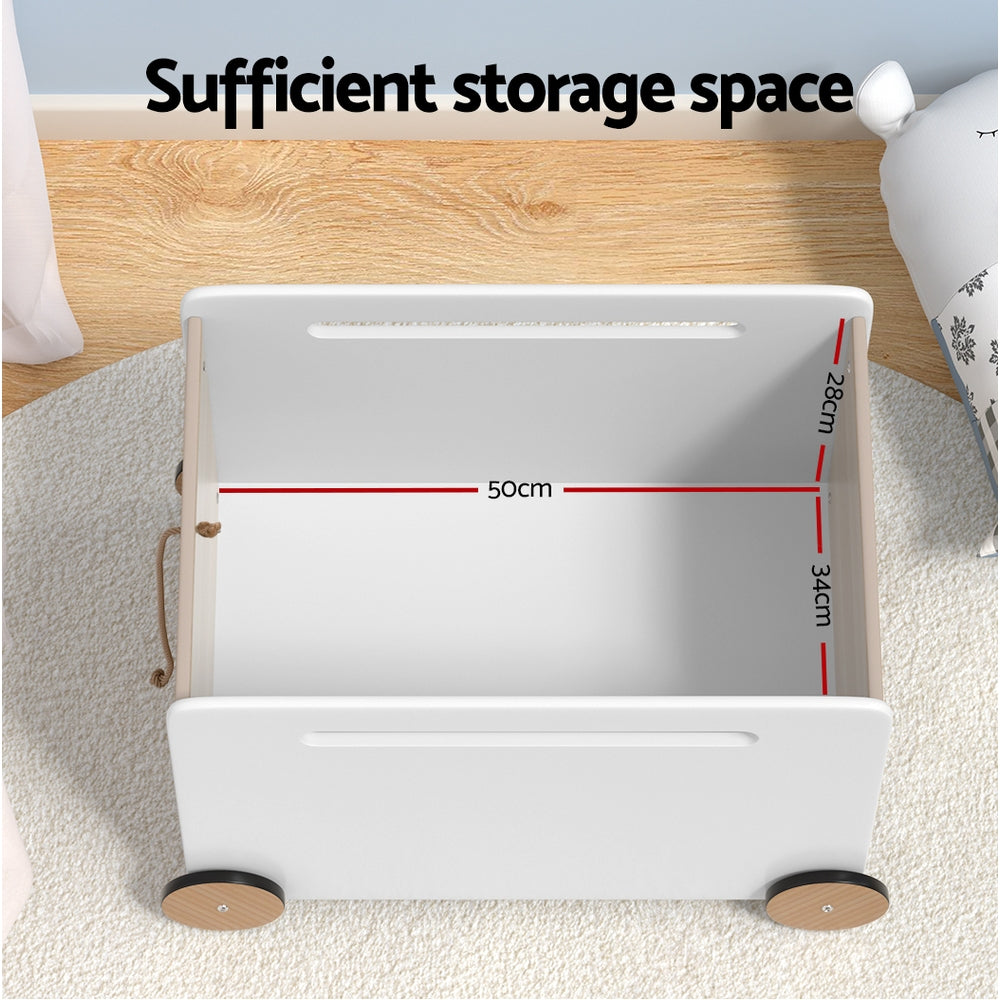 Kids Portable Toy Box Storage Chest with Wheels - Homecoze