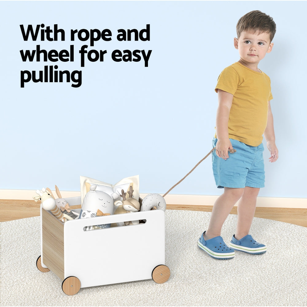 Kids Portable Toy Box Storage Chest with Wheels - Homecoze