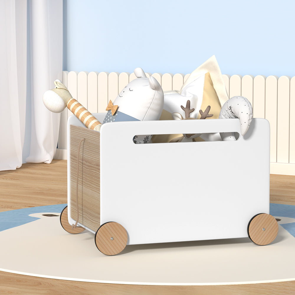 Kids Portable Toy Box Storage Chest with Wheels - Homecoze