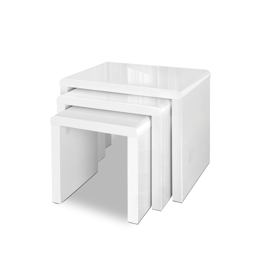 Modern White High Gloss Nesting Coffee Table Set - Homecoze