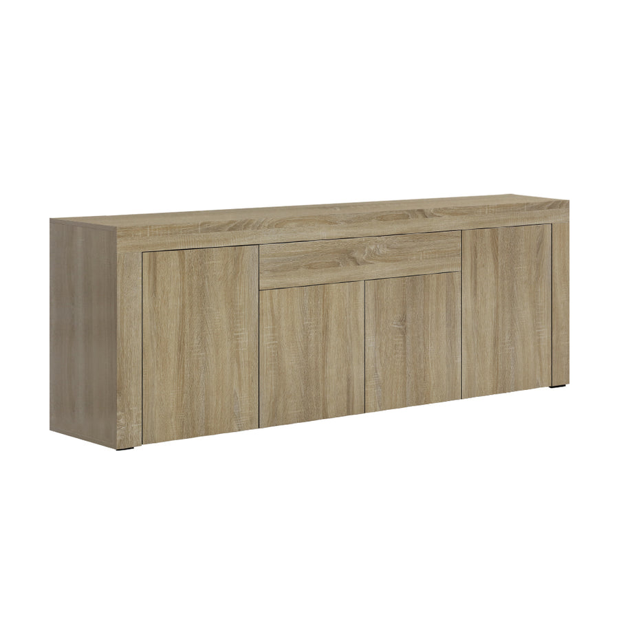 Buffet 4 Door Sideboard Cabinet with Drawer - Oak Coloured Woodgrain Finish Homecoze