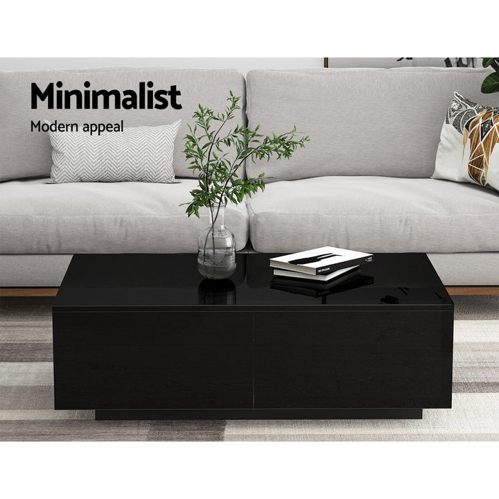 Modern High Gloss Coffee Table 4 Storage Drawers - Black Homecoze