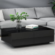 Modern High Gloss Coffee Table 4 Storage Drawers - Black - Homecoze