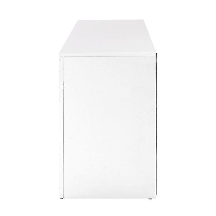 High Gloss White Entertainment Unit with Tempered Glass Shelf 130cm Homecoze