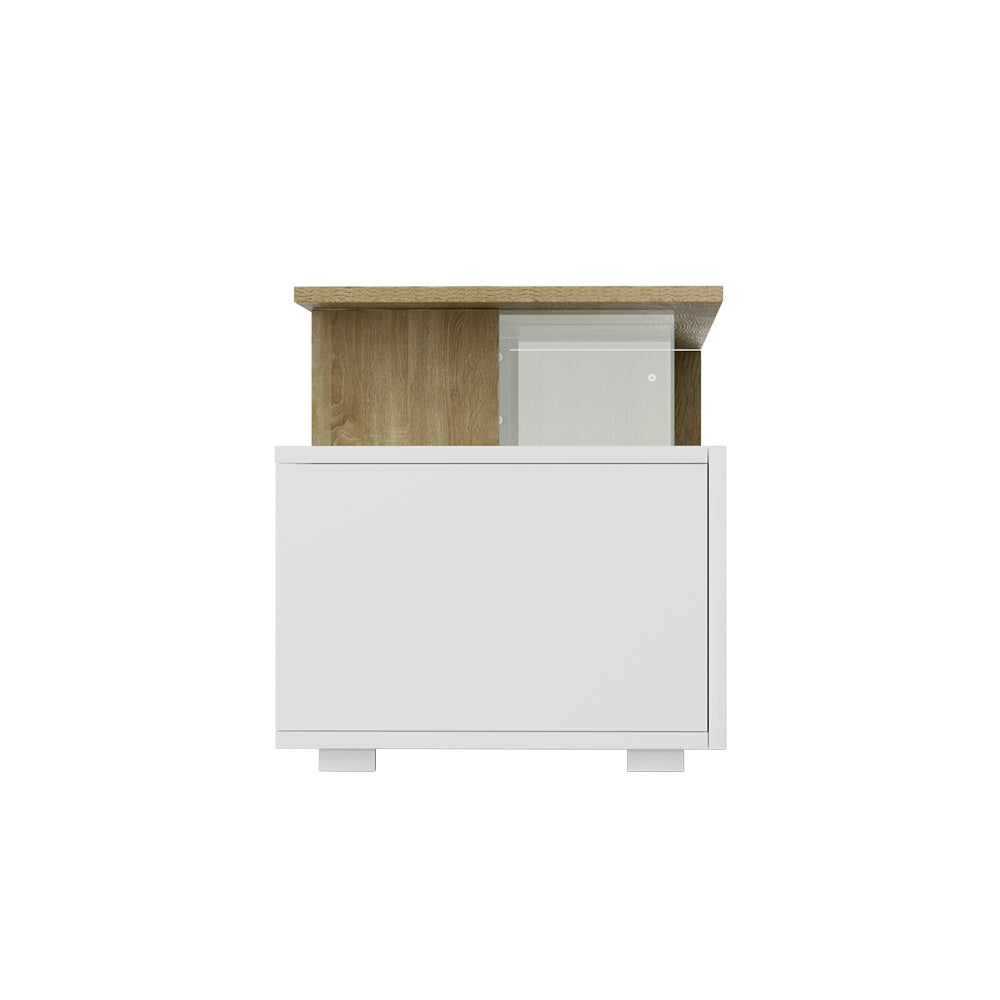 Modern TV Cabinet Entertainment Unit with Shelves & Drawers 180cm - White & Wood Homecoze