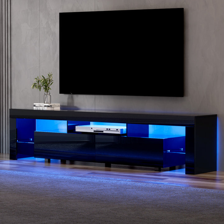 Ultra Modern LED Entertainment Unit TV Stand High Gloss 200cm - Black Homecoze