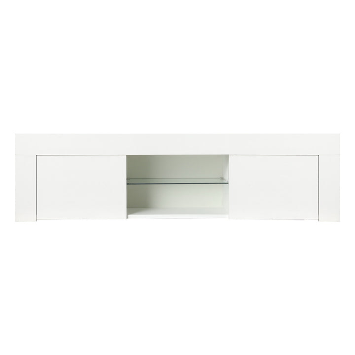 High Gloss White TV Cabinet Entertainment Unit with RGB LEDs - 130cm Homecoze