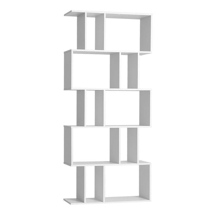 Bookshelf 5-tier Zig Zag Style White Homecoze