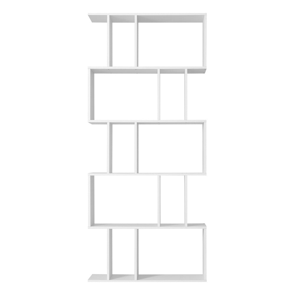 Bookshelf 5-tier Zig Zag Style White - Homecoze