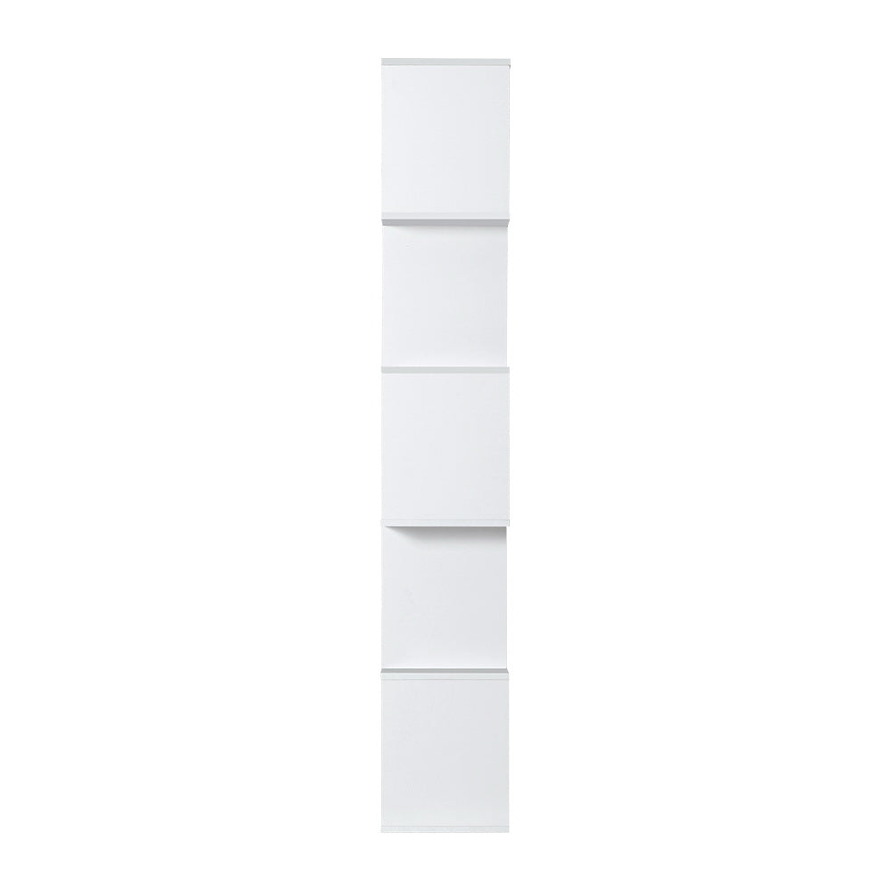 Bookshelf 5-tier Zig Zag Style White - Homecoze