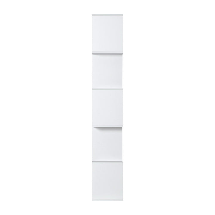 Bookshelf 5-tier Zig Zag Style White Homecoze