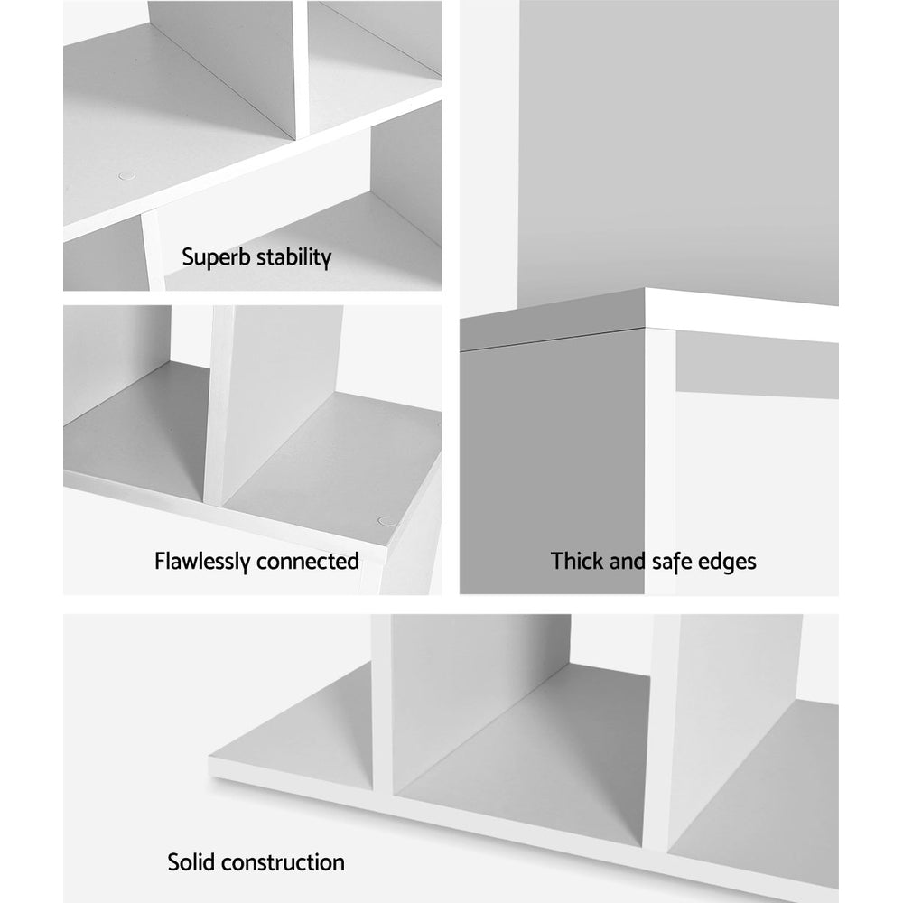 Bookshelf 5-tier Zig Zag Style White - Homecoze
