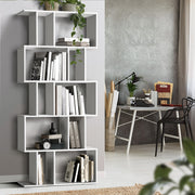 Bookshelf 5-tier Zig Zag Style White - Homecoze
