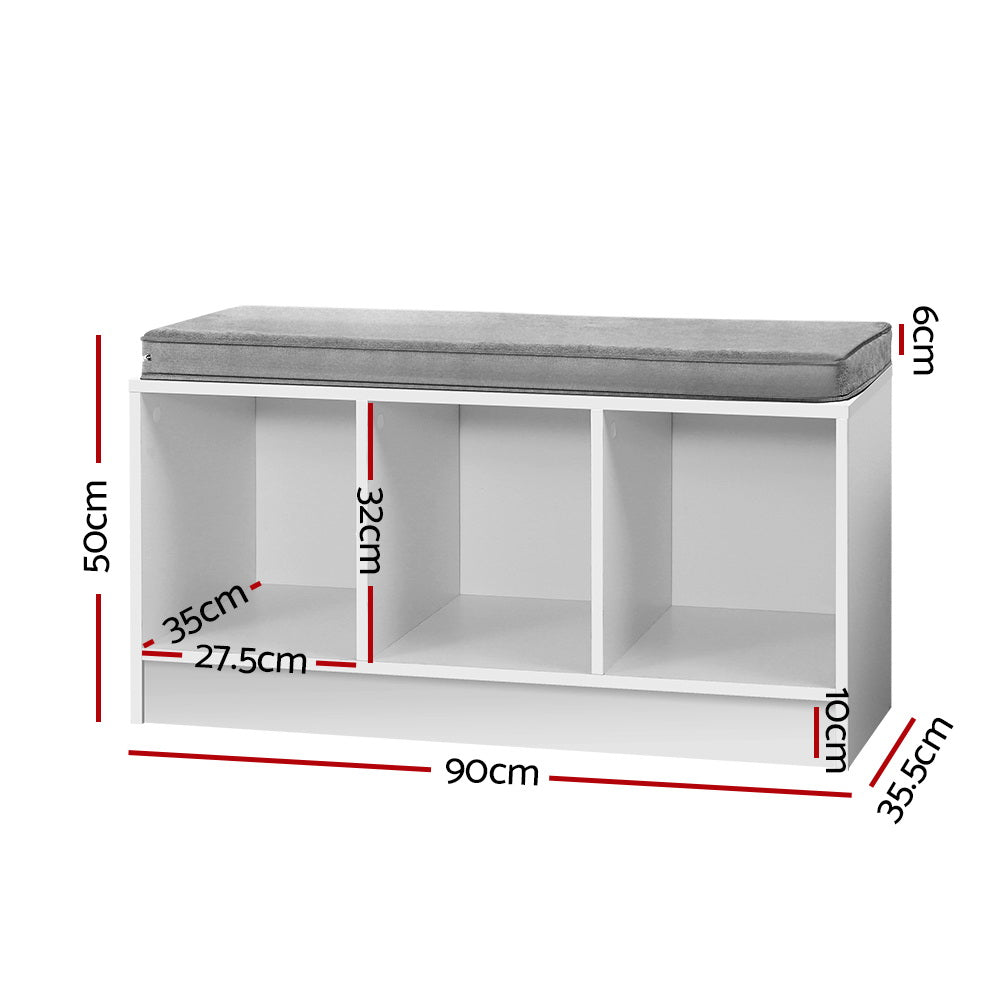 Shoe Cabinet Bench Organizer Seat - White Homecoze