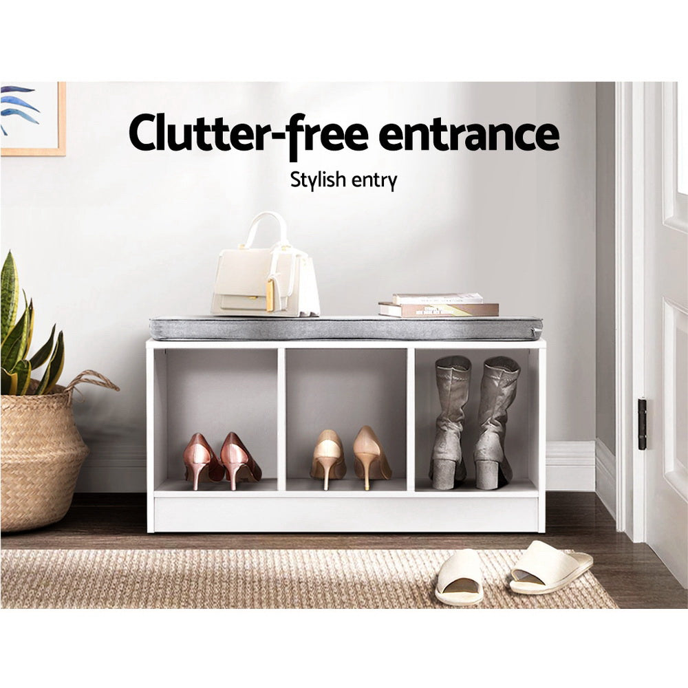 Shoe Cabinet Bench Organizer Seat - White Homecoze