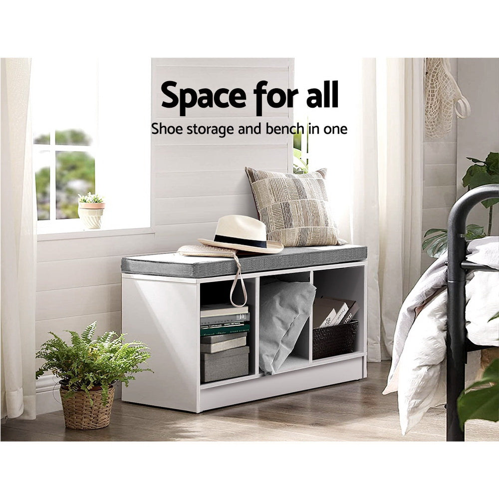 Shoe Cabinet Bench Organizer Seat - White Homecoze