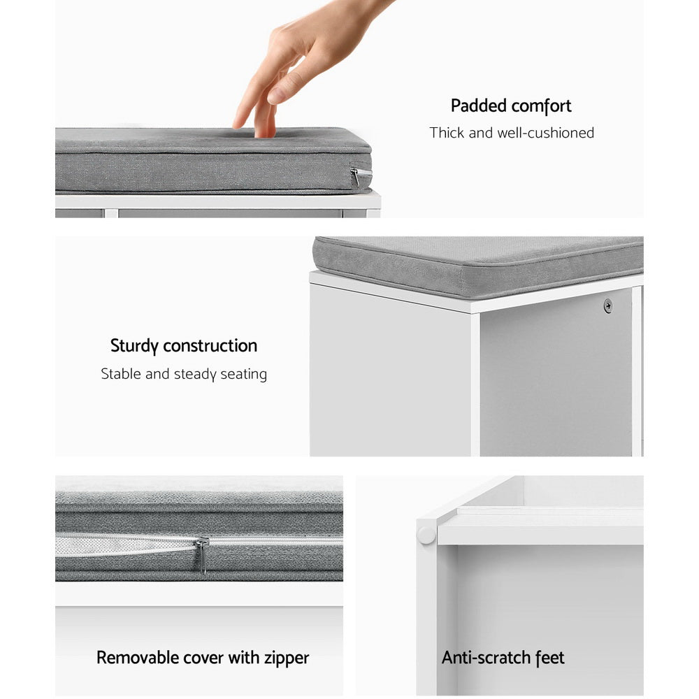 Shoe Cabinet Bench Organizer Seat - White Homecoze