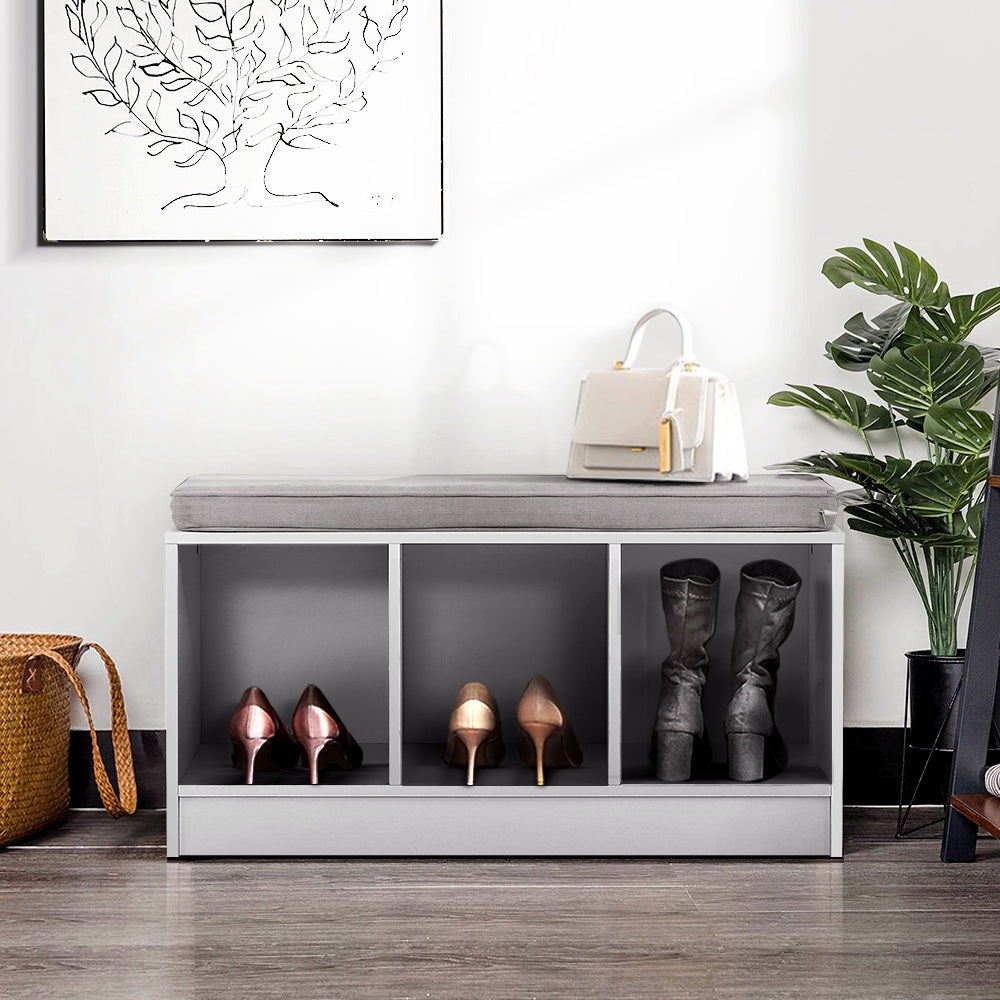 Shoe Cabinet Bench Organizer Seat - White Homecoze