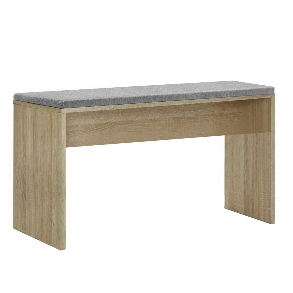 Contemporary Dining Bench with Faux Linen Fabric 90cm - Oak Homecoze