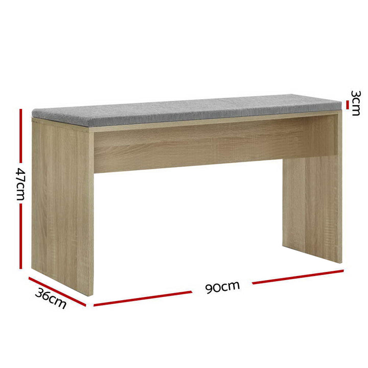 Contemporary Dining Bench with Faux Linen Fabric 90cm - Oak Homecoze